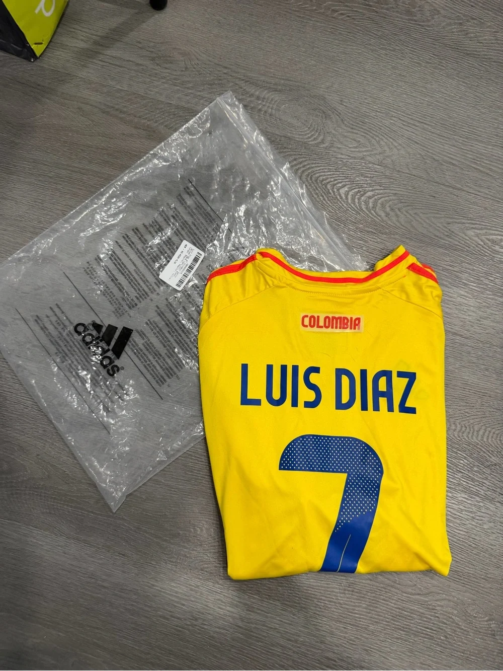 adidas Yellow and Red Colombia Men's Soccer Jersey - Number 7